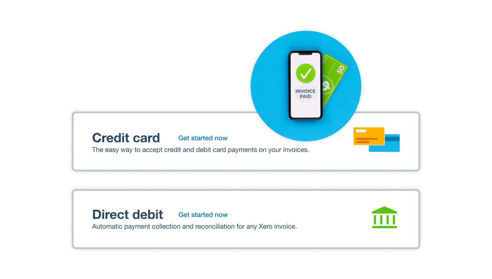 A customer pays an invoice using digital payment options, with Xero.